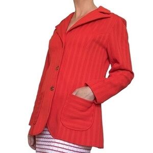 1970s Vintage Fem-E-Nits Orange-Red Women's Knit Suit Jacket Blazer